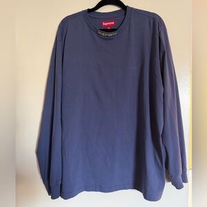 Supreme Men's Embroidered Collar Long Sleeve Tee